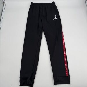 Jordan Track Pants Boys Size L Black Red Side Logo Tape Jumpman Joggers
